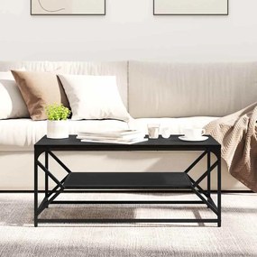 mesa de centro com prateleira Carvalho Preto 90x50x40 cm Madeira Engen