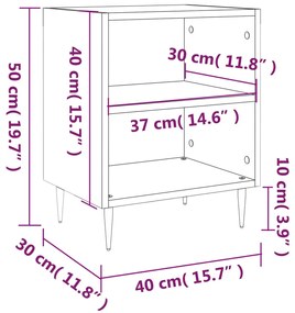 Mesa de cabeceira 40x30x50cm derivados madeira cinzento cimento