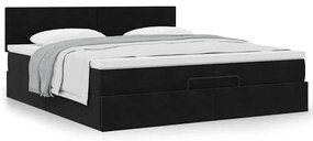 Estrutura de cama otomana com colchão 160x200 cm veludo preto