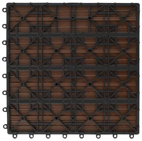 Estrado de plástico WPC 11 peças 30x30cm 1 m2, Marrom