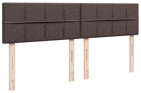 Cama com molas/colchão 200x200 cm tecido castanho-escuro