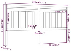 Cabeceira de cama 206x4x100 cm pinho maciço castanho mel