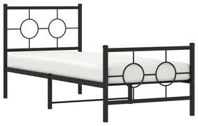 Estrutura de cama com cabeceira e pés 80x200 cm metal preto