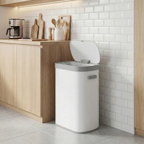 Caixote do lixo com sensor, caixote do lixo automático de 50 L, tampa com fecho suave branco
