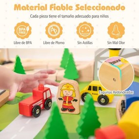 Mesa de atividades tudo em um para crianças com conjunto de comboio de 75 peças 79 x 57 x 39,5 cm