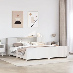 Cama sem colchão 200x200 cm madeira de pinho maciça branco