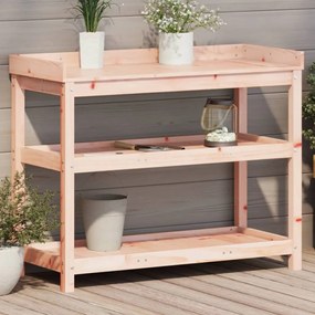Mesa de jardinagem com prateleiras madeira de douglas maciça