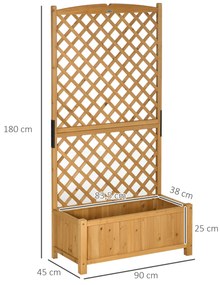 Outsunny Floreira de Jardim com Treliça Caixa de Plantio com Suporte para Plantas Trepadeiras para Cultivo de Plantas Flores para Pátio Terraço Varanda 90x45x180cm Madeira