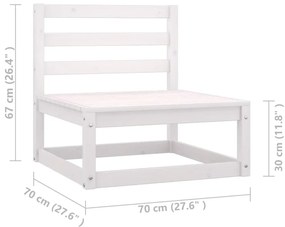 11 pcs conjunto lounge jardim c/ almofadões pinho maciço branco