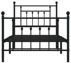 Estrutura de cama com cabeceira e pés 90x200 cm metal preto