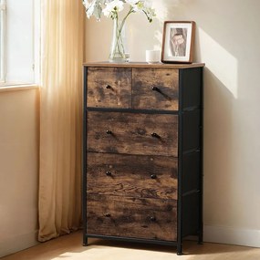 Cómoda com gavetas em tecido 56 x 30 x 89,3 cm castanho vintage-preto