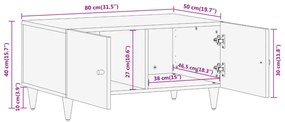 Mesa de centro 80x50x40 cm madeira de mangueira maciça