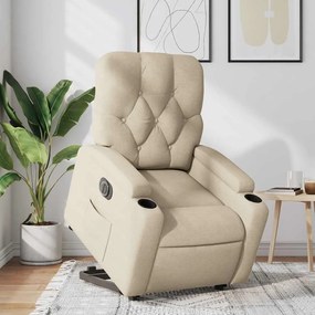 Poltrona reclinável elevatória elétrica tecido cor creme