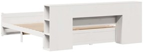 Cama com estante sem colchão 180x200 cm pinho maciço branco