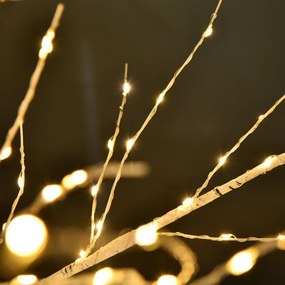 Árvore de Bétula 150cm de Altura com 210 Luzes LED em Branco Quente Ramos Flexíveis e Base para Decoração de Festas Aniversários Casamentos 20x20x150c