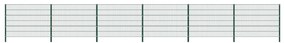 vidaXL Painel de vedação com postes ferro 10,2x1,2 m verde