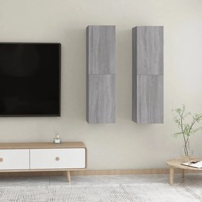 Móveis p/ TV de parede 2 pcs 30,5x30x110 cm cinzento sonoma