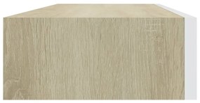 Prateleiras parede c/ gavetas 2pcs MDF carvalho/branco