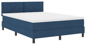 Cama Box Spring com Colchão &amp; Luz LED Azul 140x200 cm Tecido