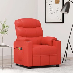 vidaXL Poltrona de massagens elétrica couro artificial vermelho