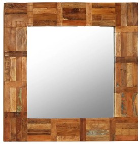 Espelho de parede em madeira recuperada maciça 60x60 cm