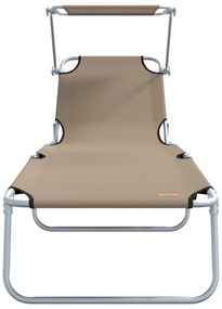Espreguiçadeiras Dobráveis 2 pcs com Teto Taupe 600D Oxford Fabric