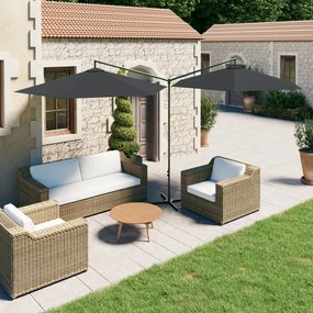 Guarda-sol de jardim duplo com poste de aço 600 cm antracite