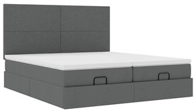 Estrutura de cama otomana com colchões tecido cinzento escuro