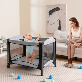 Centro de actividades para bebés 5 em 1 portátil com muda de fraldas Colchão amovível 2 rodas 110 x 78 x 84 cm Preto