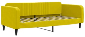 Sofá-cama com gavetão e colchões 100x200 cm veludo amarelo