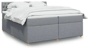 Cama com molas/colchão 200x200 cm tecido cinza-claro