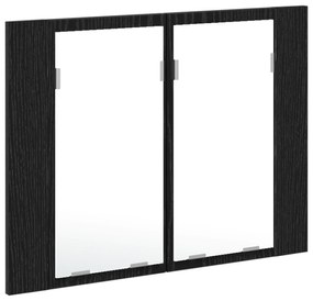 Armário de Espelho LED para Casa de Banho vidaXL Preto Carvalho 60x12x