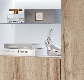 Aparador Elma de 135 cm com Luz LED - Branco e Pinho Atlântico - Desig