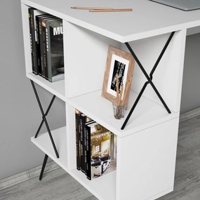 Secretária Estudo Extra – Branco/Preto – 120x78,8x60 cm