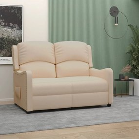 vidaXL Sofá reclinável de 2 lugares tecido cor creme
