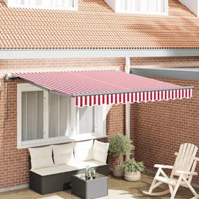 vidaXL Toldo Retrátil Automático Listrado Vermelho e Branco 350x250 cm