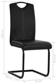 Cadeiras de jantar cantilever 6 pcs couro artificial preto