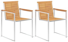 Cadeiras de jardim com almofadões 2 pcs teca maciça e aço