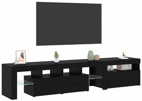 Gabinetes de TV vidaXL 2 peças com luzes LED de carvalho preto em made