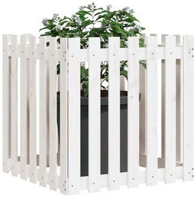 Vaso de jardim c/ design cerca 70x70x70 cm pinho maciço branco
