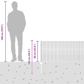 Cerca de Arame Soldado com 22 Postes U Prateado 0.6x50 m Aço