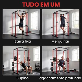 Torre musculação de Potência Prateleira de Agachamentos com Barra de Elevações Estação de Paralelas Ajustável para Casa Ginásio Carga 460 kg