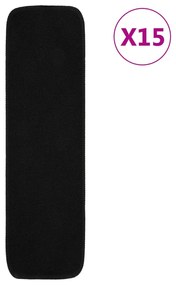 Tapetes antiderrapantes retang. p/ escadas 15pcs 75x20 cm preto