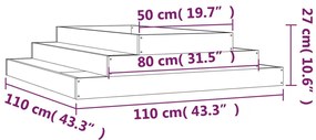 Vaso/floreira 110x110x27 cm pinho maciço cinzento