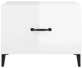 Mesa de centro com pernas de metal 50x50x40 cm branco brilhante
