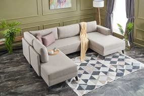 Sofá-Cama de Canto Efsun – Creme – 300x78x202 cm
