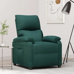 342456 vidaXL Poltrona reclinável tecido verde-escuro
