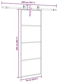 Porta deslizante c/ conj. ferragens 76x205cm vidro ESG preto