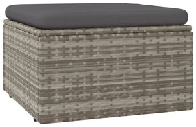 5 pcs conjunto lounge de jardim c/ almofadões vime PE cinzento