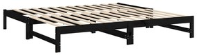 Sofá-cama de puxar 2x(100x200) cm madeira de pinho maciça preto